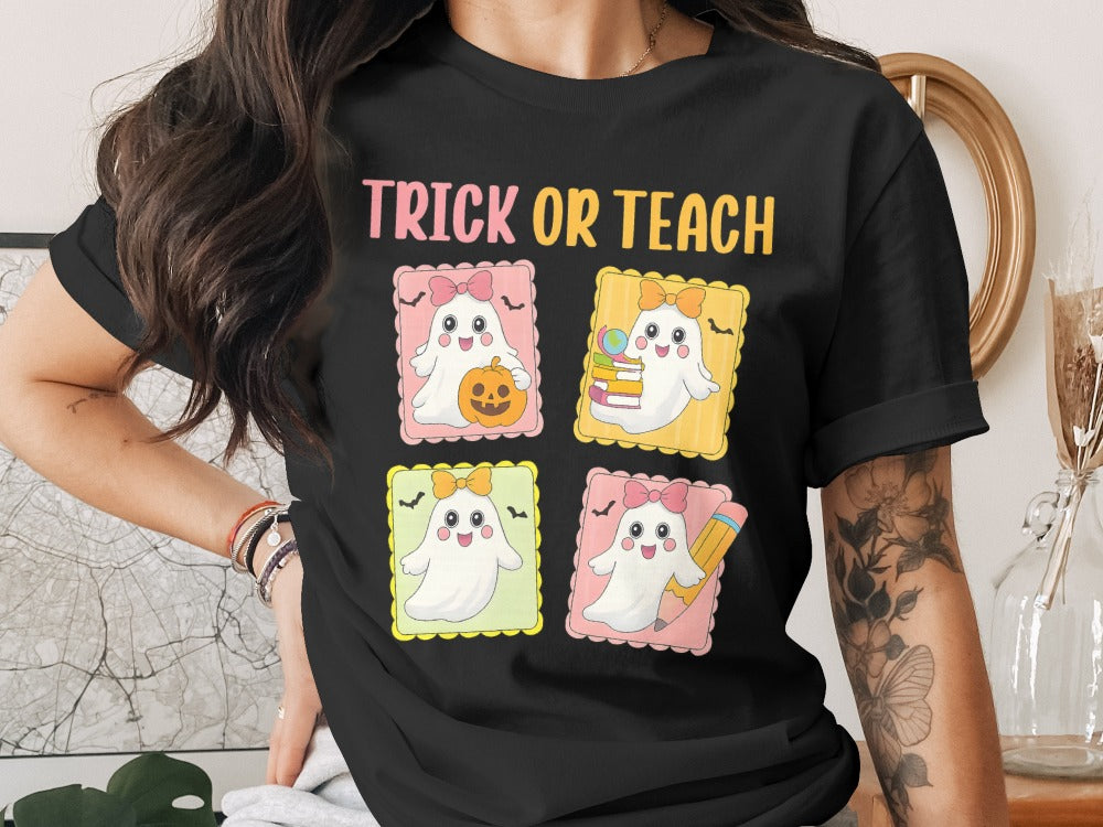Halloween Spooky Teacher Ghost School Teachers Costume Classrooms T-Shirt