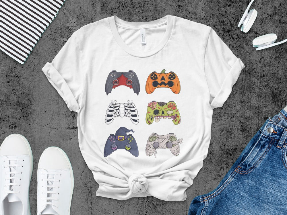 Funny Halloween Skeleton Gamer Video Gaming Spooky controller T-Shirt