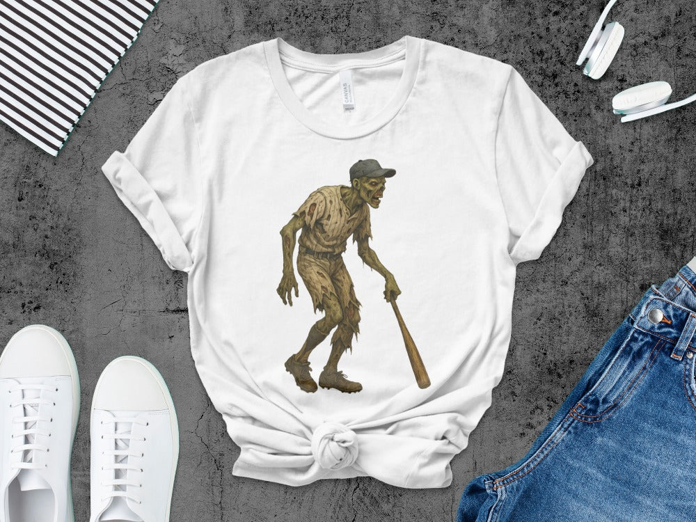 Baseball Player Halloween Pumpkin Skeleton Ghost Boo Spooky T-Shirt
