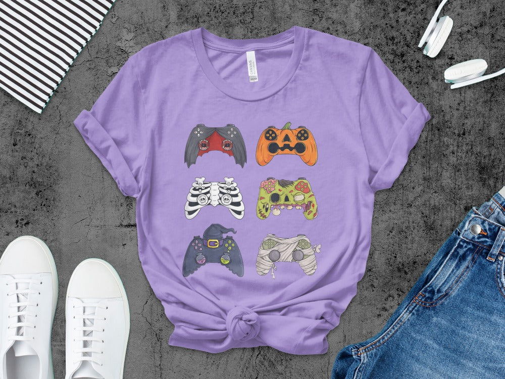 Funny Halloween Skeleton Gamer Video Gaming Spooky controller T-Shirt