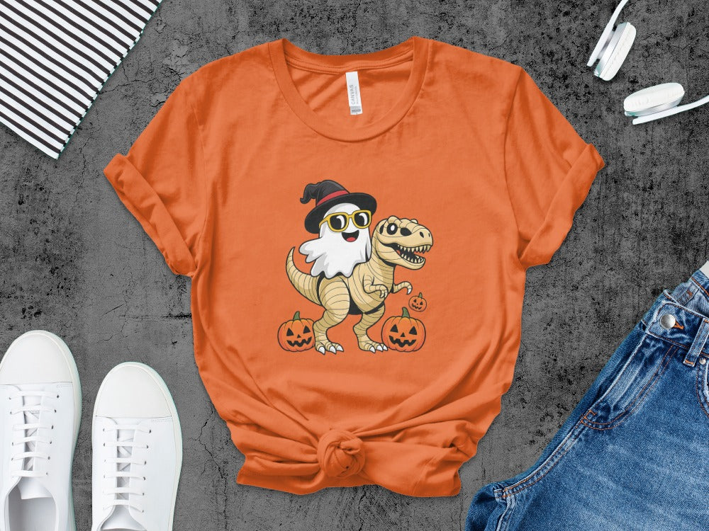 Boys And Girls Halloween skeletons Kids Pumpkin Spooky Ghost T-Shirt