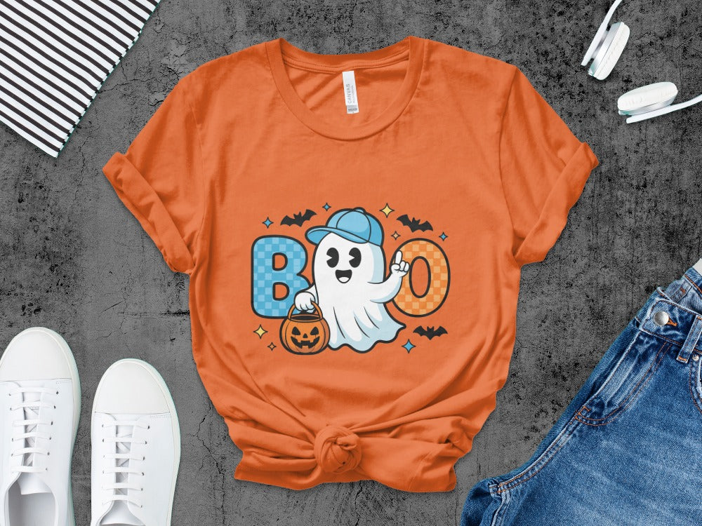 Boys And Girls Halloween skeletons Kids Pumpkin Spooky Ghost T-Shirt