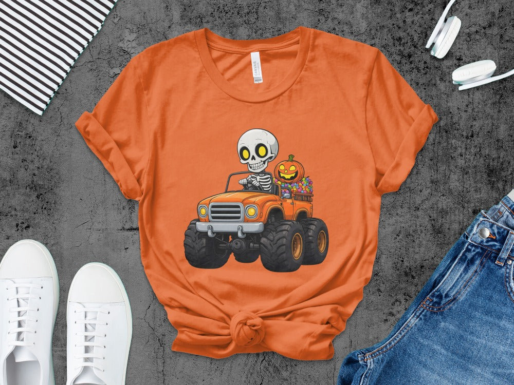 Boys And Girls Halloween skeletons Kids Pumpkin Spooky Ghost T-Shirt