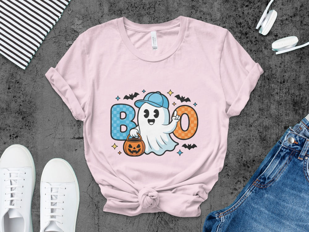 Boys And Girls Halloween skeletons Kids Pumpkin Spooky Ghost T-Shirt