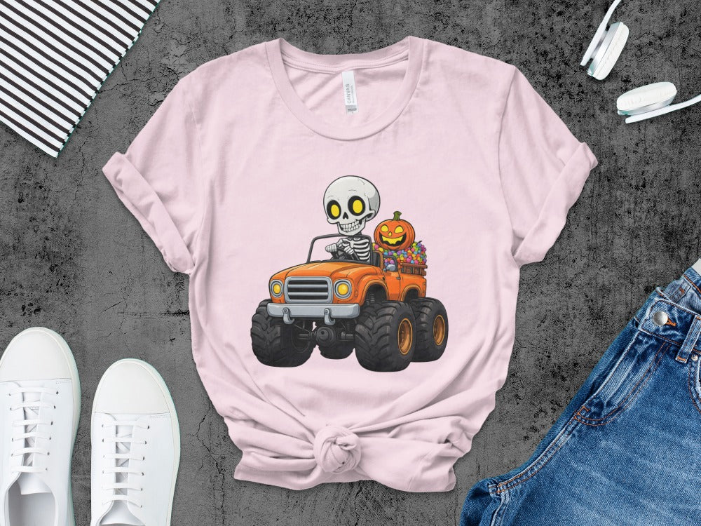 Boys And Girls Halloween skeletons Kids Pumpkin Spooky Ghost T-Shirt