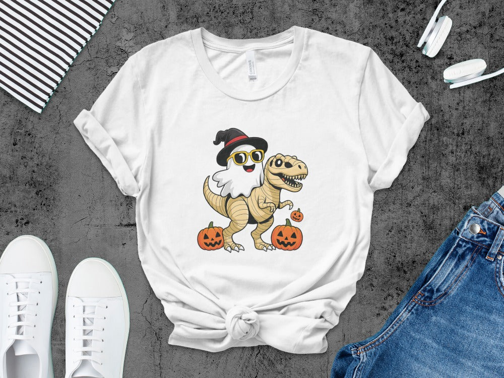 Boys And Girls Halloween skeletons Kids Pumpkin Spooky Ghost T-Shirt