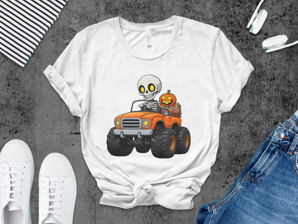 Boys And Girls Halloween skeletons Kids Pumpkin Spooky Ghost T-Shirt