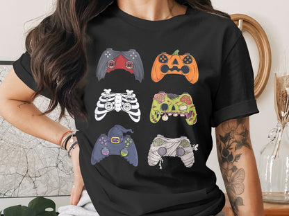Funny Halloween Skeleton Gamer Video Gaming Spooky controller T-Shirt
