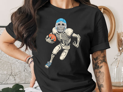 American Football Skeleton Halloween Spooky Sports Football Fan T-Shirt