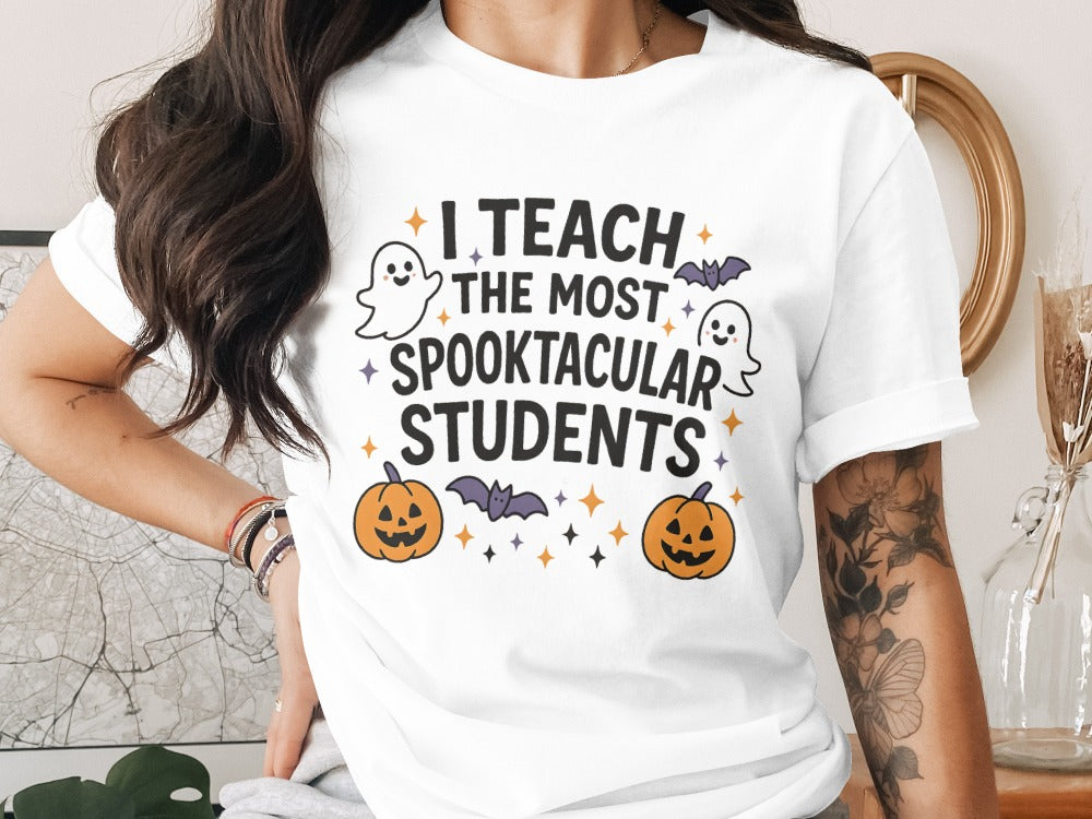 Halloween Spooky Teacher Ghost School Teachers Costume Classrooms T-Shirt