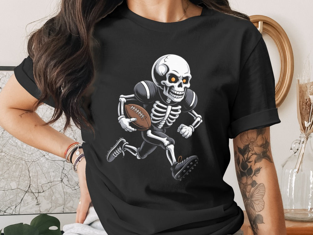 American Football Skeleton Halloween Spooky Sports Football Fan T-Shirt