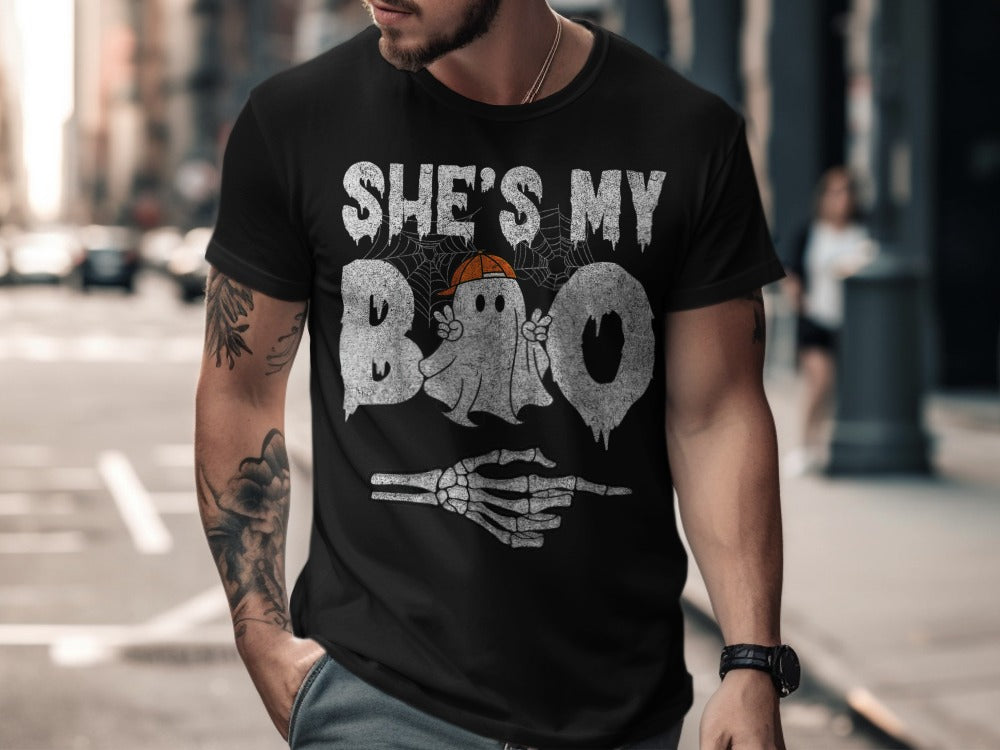 Funny Halloween Shes My Boo Couple Matching Halloween Costumes T-Shirt