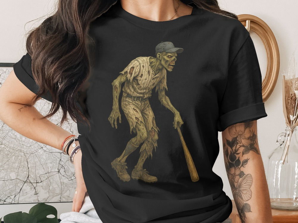 Baseball Player Halloween Pumpkin Skeleton Ghost Boo Spooky T-Shirt