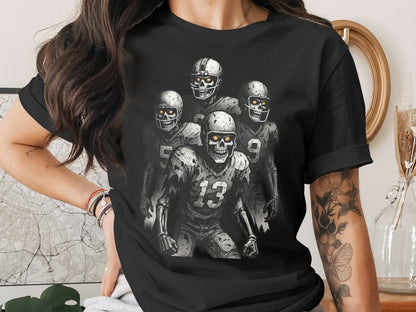 American Football Skeleton Halloween Spooky Sports Football Fan T-Shirt