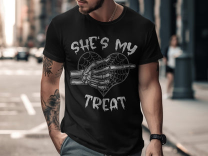 She's My Treat Funny Halloween Matching Couple Boyfriend T-Shirt