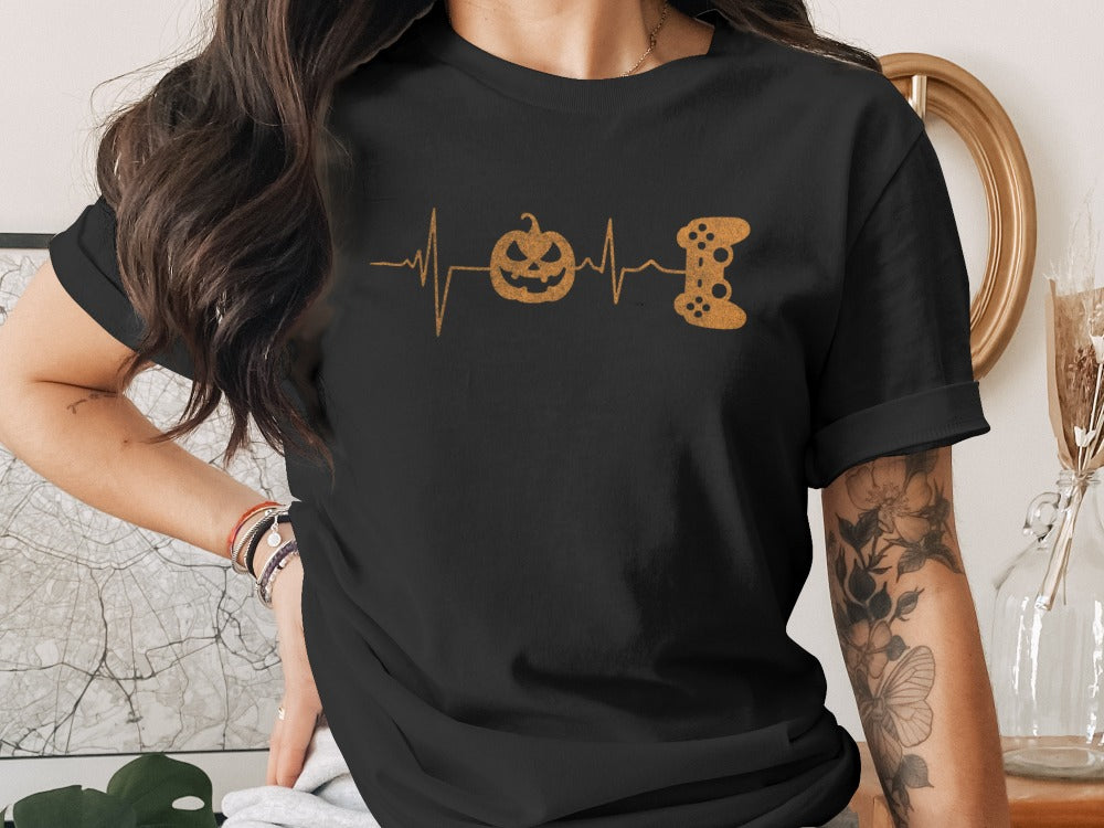 Funny Halloween Skeleton Gamer Video Gaming Spooky controller T-Shirt