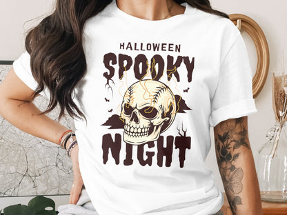 Baseball Player Halloween Pumpkin Skeleton Ghost Boo Spooky T-Shirt