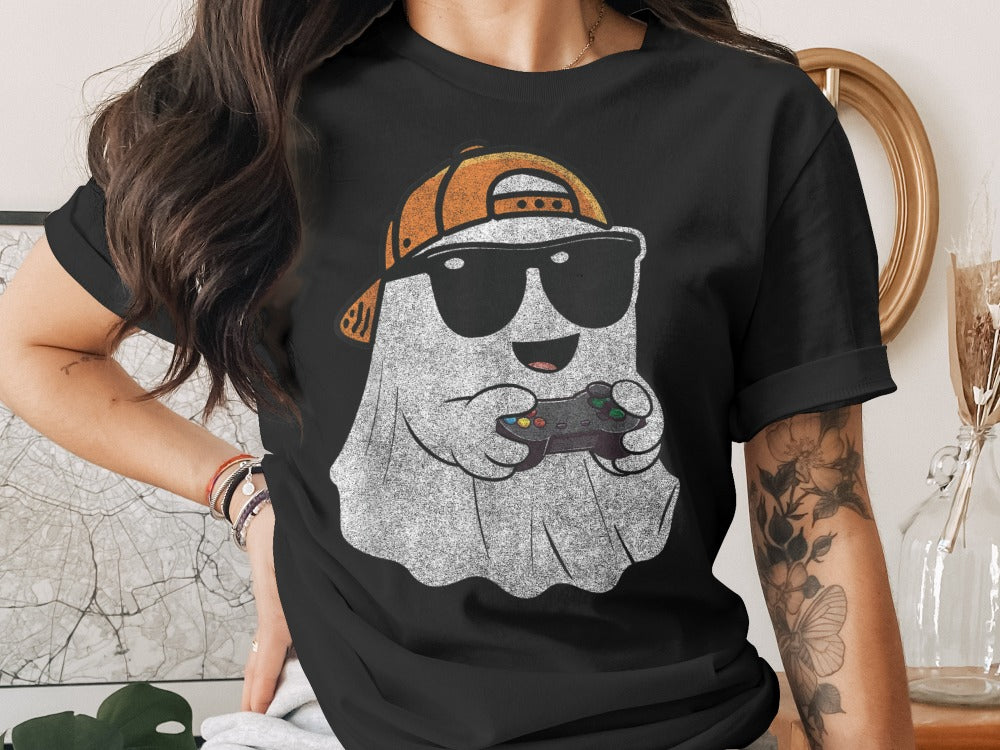 Funny Halloween Skeleton Gamer Video Gaming Spooky controller T-Shirt