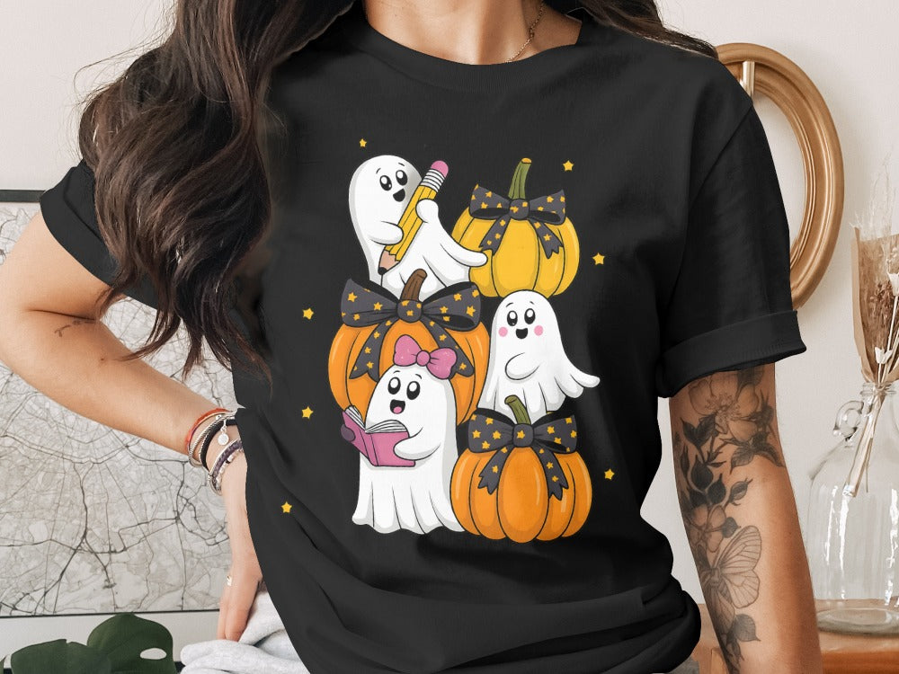 Halloween Spooky Teacher Ghost School Teachers Costume Classrooms T-Shirt