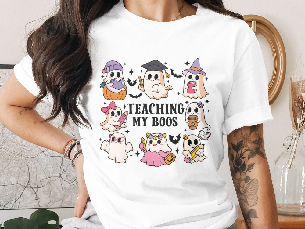 Halloween Spooky Teacher Ghost School Teachers Costume Classrooms T-Shirt