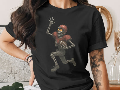 American Football Skeleton Halloween Spooky Sports Football Fan T-Shirt
