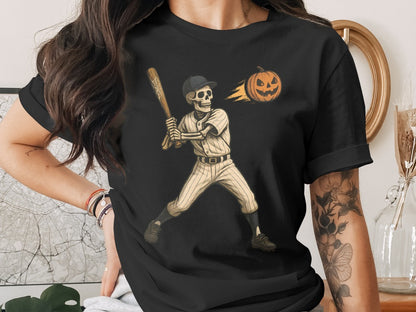 Baseball Player Halloween Pumpkin Skeleton Ghost Boo Spooky T-Shirt