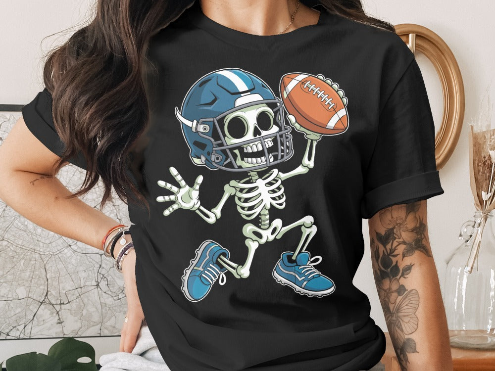 American Football Skeleton Halloween Spooky Sports Football Fan T-Shirt