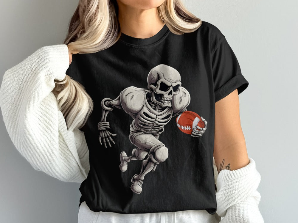 American Football Skeleton Halloween Spooky Sports Football Fan T-Shirt