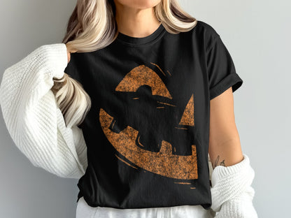 Spooky Couples Halloween Shirt Pumpkin Face Halloween Matching Couple T-Shirt