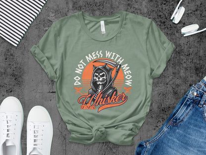 Skeleton Halloween Black Cat Do Not Mess With The Meow  Pumpkin Ghost Spooky Season T-Shirt