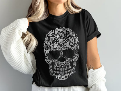 Funny Halloween Skeleton Gamer Video Gaming Spooky controller T-Shirt