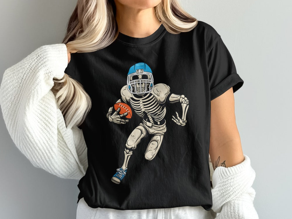 American Football Skeleton Halloween Spooky Sports Football Fan T-Shirt