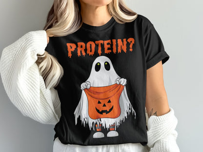 Working Out Ghost Gym Halloween Fitness Weightlifting Horror Exercise T-Shirt