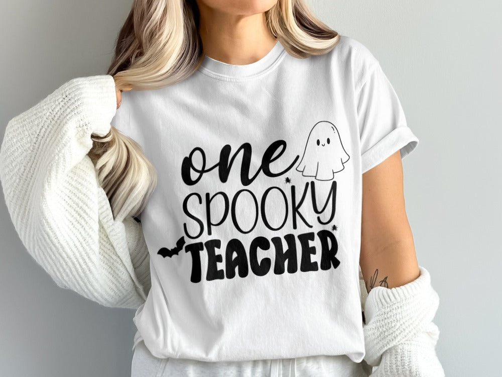 Halloween Spooky Teacher Ghost School Teachers Costume Classrooms T-Shirt