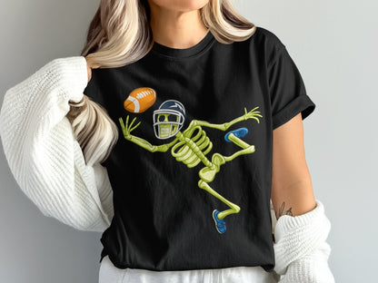 American Football Skeleton Halloween Spooky Sports Football Fan T-Shirt