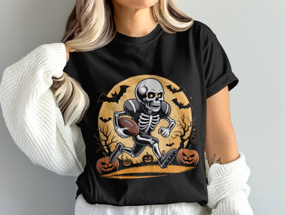 American Football Skeleton Halloween Spooky Sports Football Fan T-Shirt