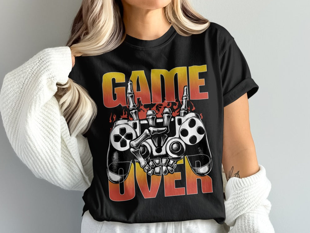 Funny Halloween Skeleton Gamer Video Gaming Spooky controller T-Shirt
