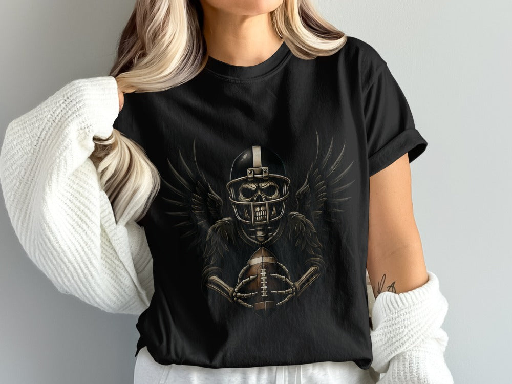 American Football Skeleton Halloween Spooky Sports Football Fan T-Shirt