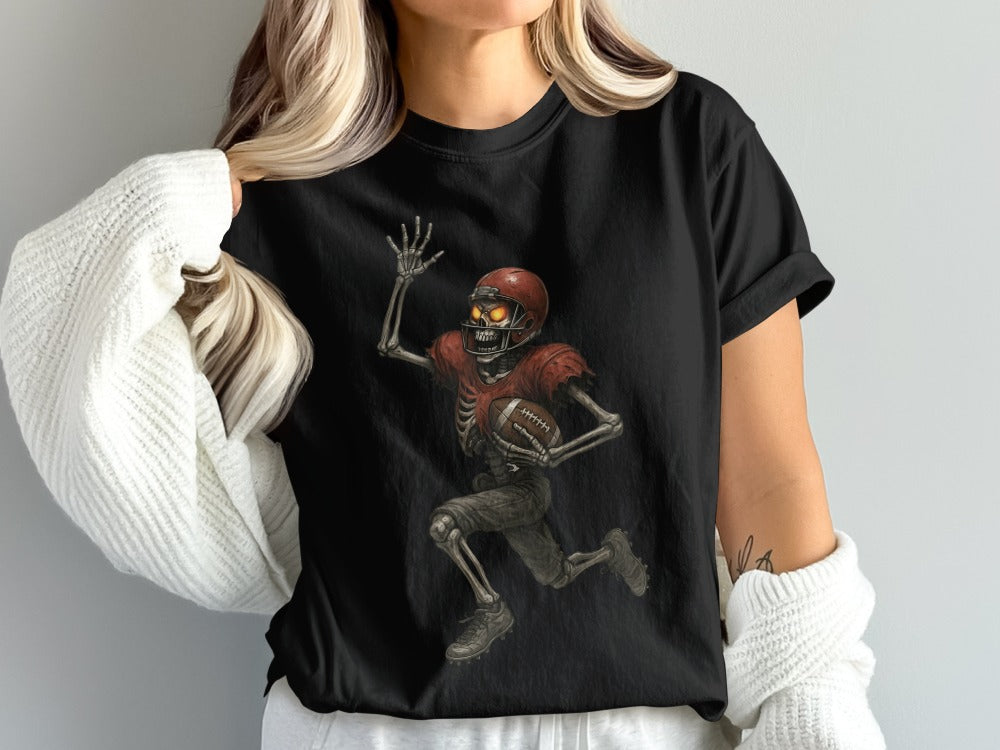 American Football Skeleton Halloween Spooky Sports Football Fan T-Shirt