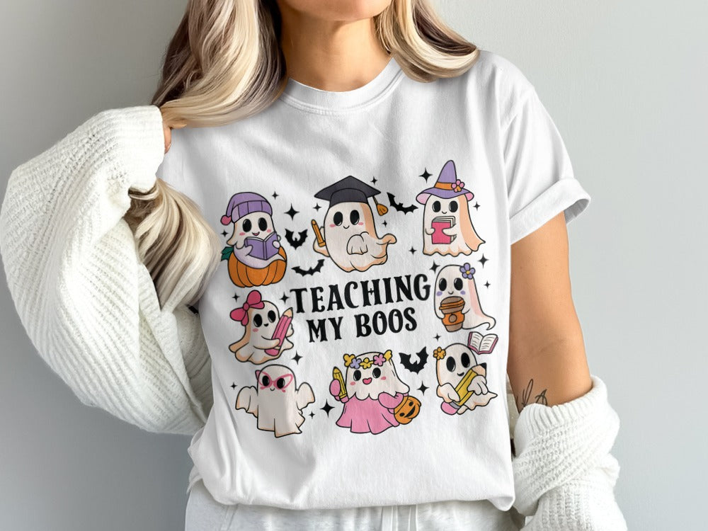 Halloween Spooky Teacher Ghost School Teachers Costume Classrooms T-Shirt