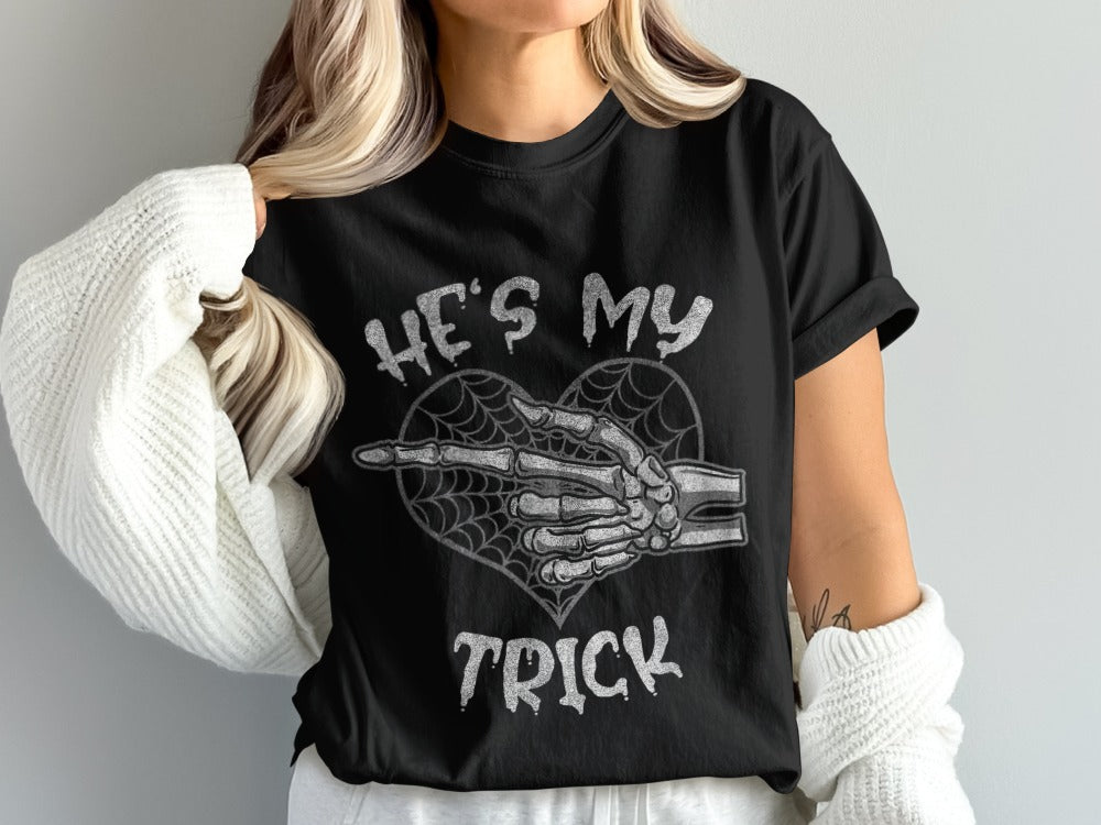 He's My Trick Funny Halloween Matching Couple Girlfriend T-Shirt