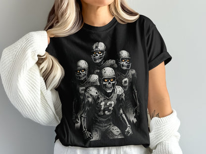 American Football Skeleton Halloween Spooky Sports Football Fan T-Shirt