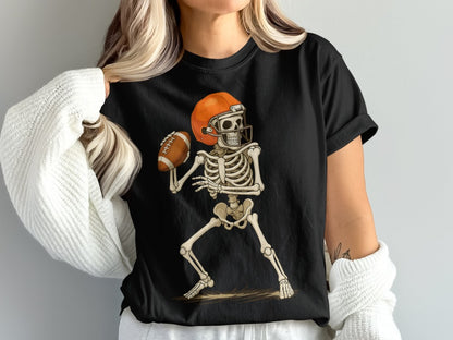 American Football Skeleton Halloween Spooky Sports Football Fan T-Shirt
