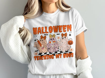 Halloween Spooky Teacher Ghost School Teachers Costume Classrooms T-Shirt