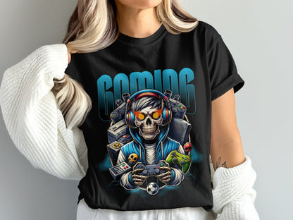 Funny Halloween Skeleton Gamer Video Gaming Spooky controller T-Shirt