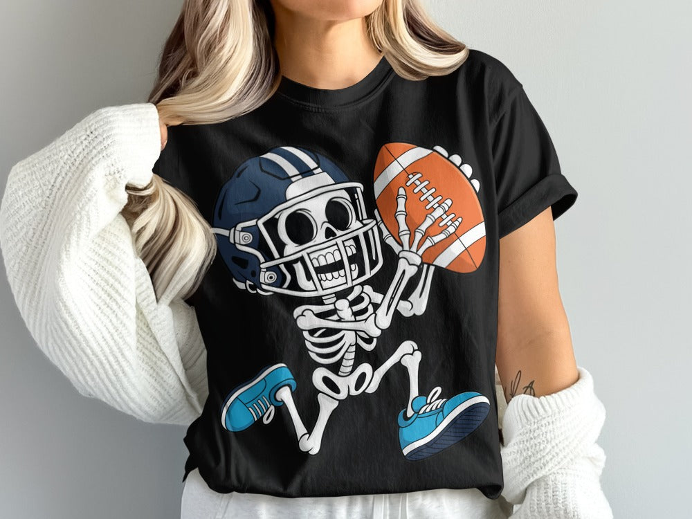 American Football Skeleton Halloween Spooky Sports Football Fan T-Shirt