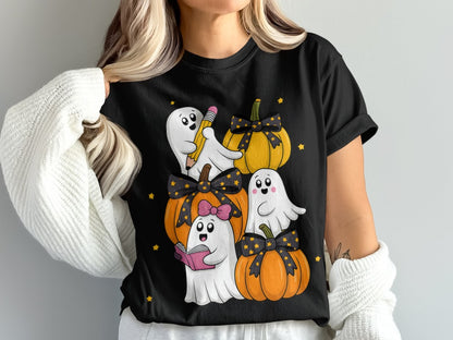 Halloween Spooky Teacher Ghost School Teachers Costume Classrooms T-Shirt