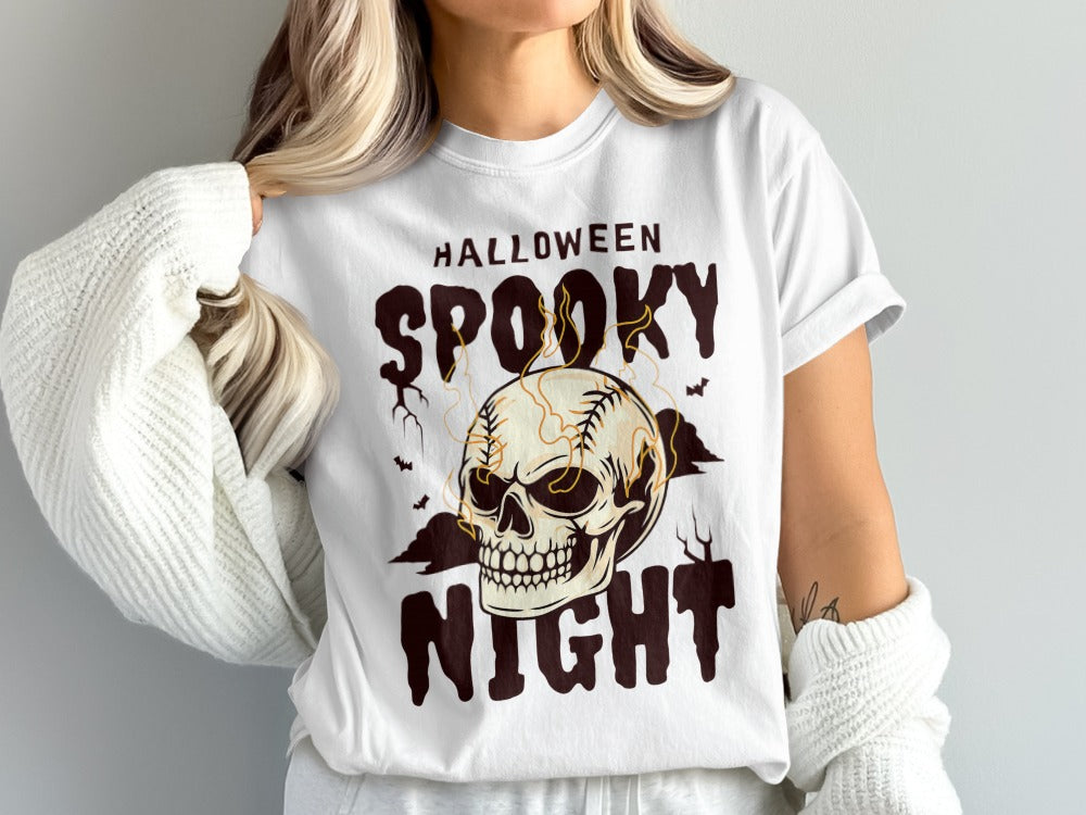 Baseball Player Halloween Pumpkin Skeleton Ghost Boo Spooky T-Shirt