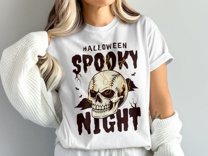 Baseball Player Halloween Pumpkin Skeleton Ghost Boo Spooky T-Shirt