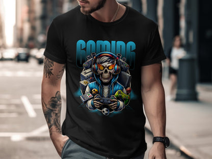 Funny Halloween Skeleton Gamer Video Gaming Spooky controller T-Shirt